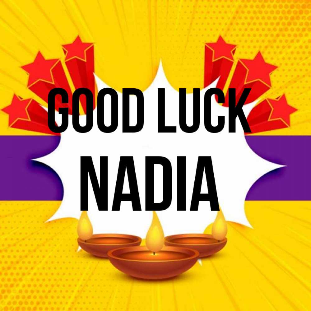 Greetings card с именем, Nadia Good luck векторное изображение Greetings with text for free download 