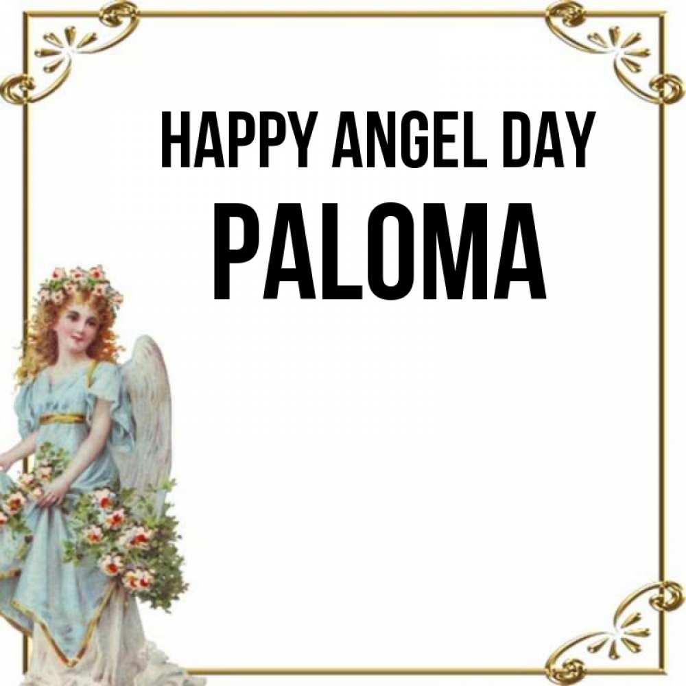 Greetings card с именем, Paloma happy angel day с именинами от девушки ангела Greetings with text for free download 