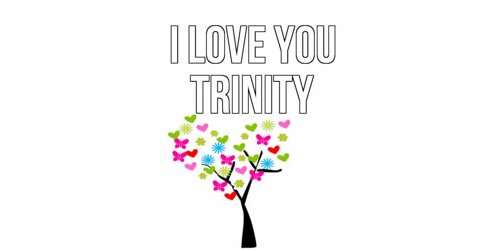Greetings card с именем, Trinity I love you Дерево, бабочки Greetings with text for free download 