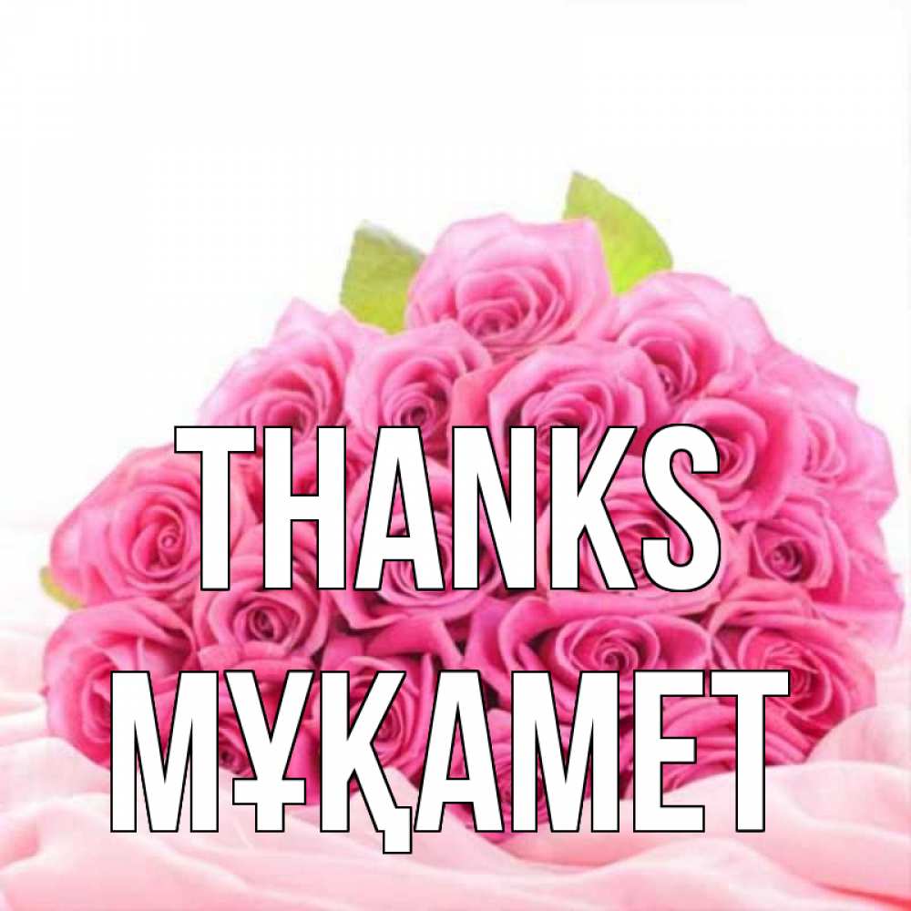 Greetings card с именем, МҰҚАМЕТ Thanks розовые розы с подписью Greetings with text for free download 