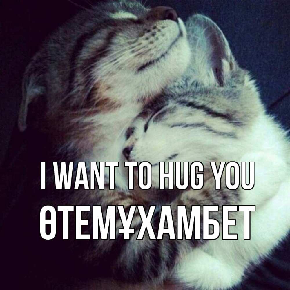 Greetings card с именем, ӨТЕМҰХАМБЕТ I want to hug you полосатики Greetings with text for free download 