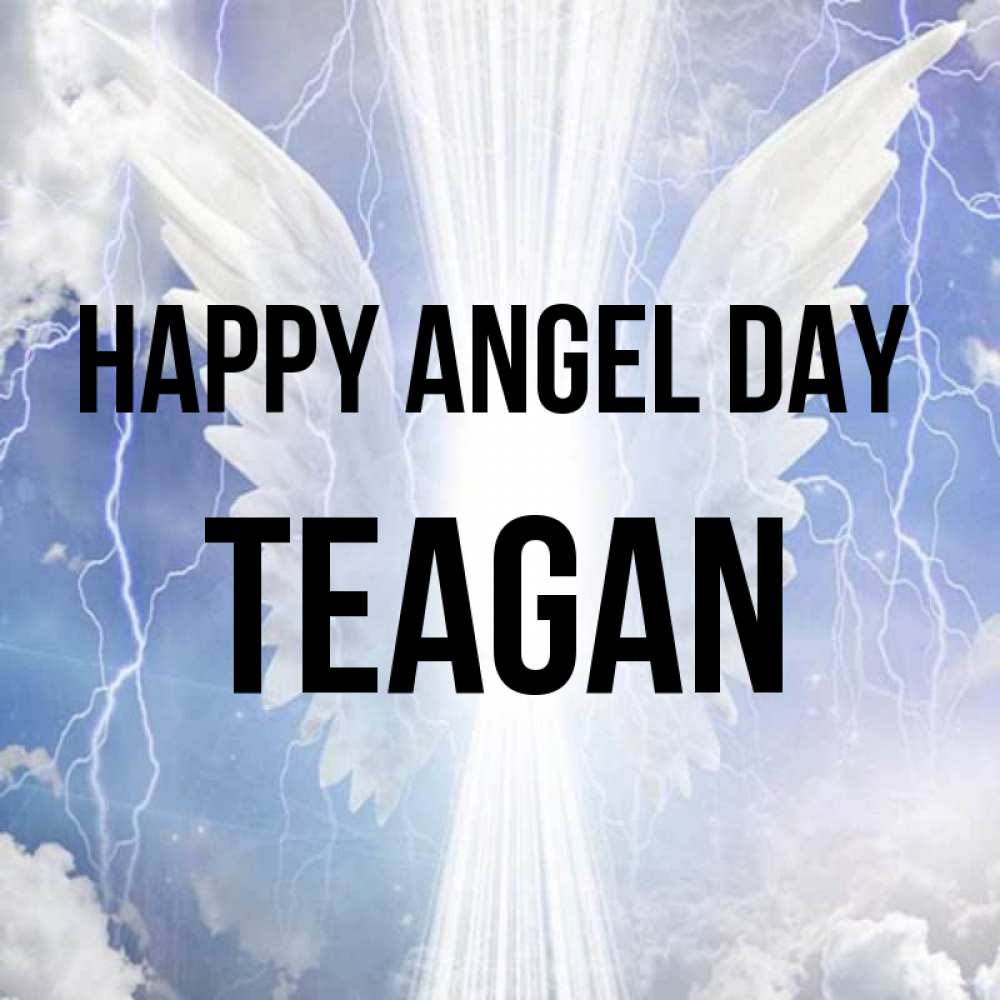 Greetings card с именем, Teagan happy angel day молнии на небе и свет Greetings with text for free download 