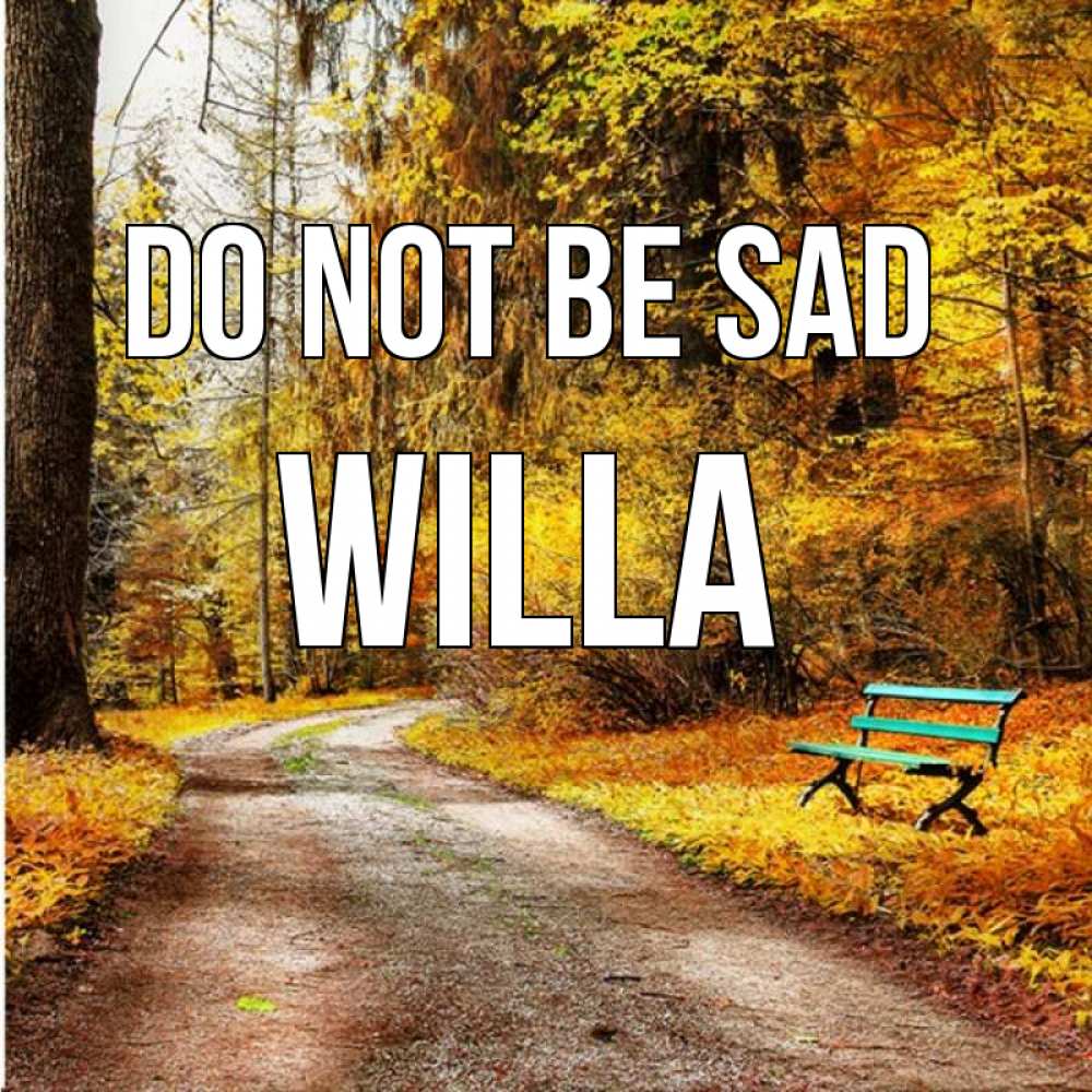 Greetings card с именем, Willa Do not be sad зеленая лавочка Greetings with text for free download 