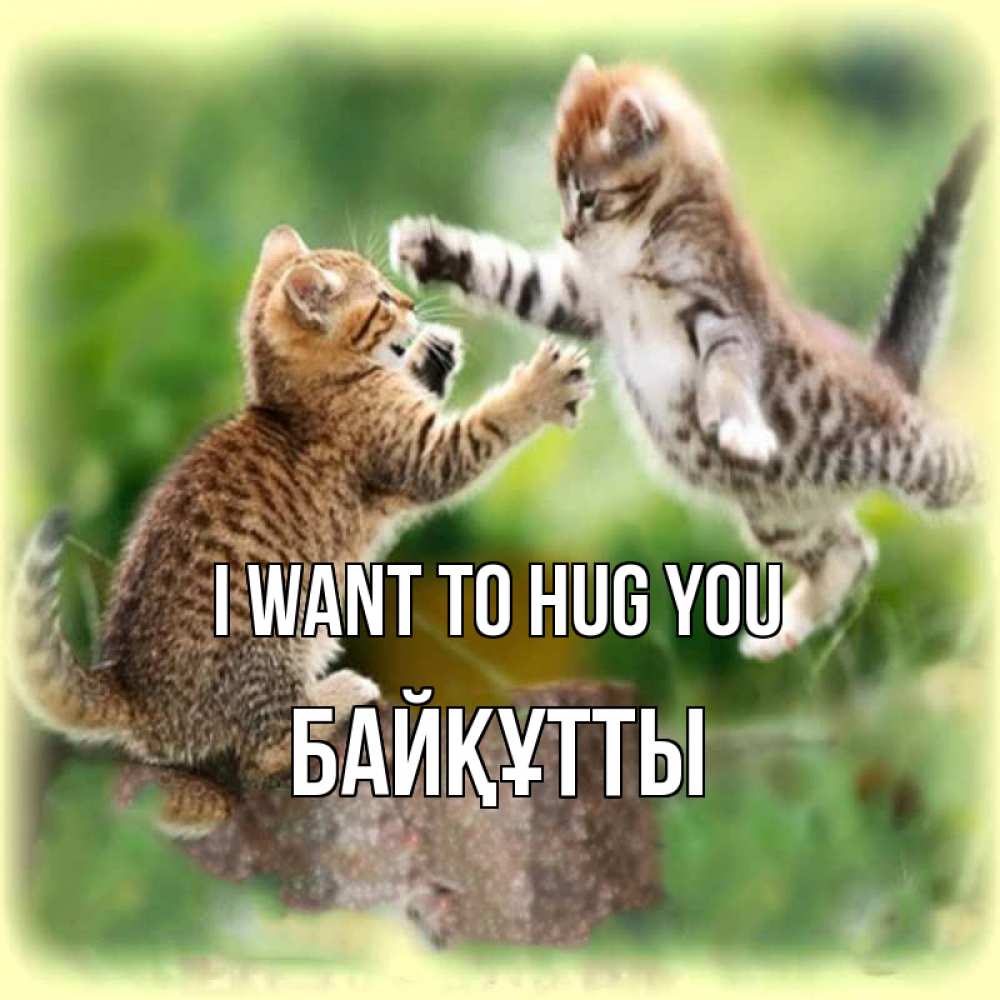 Greetings card с именем, Байқұтты I want to hug you игры котят Greetings with text for free download 