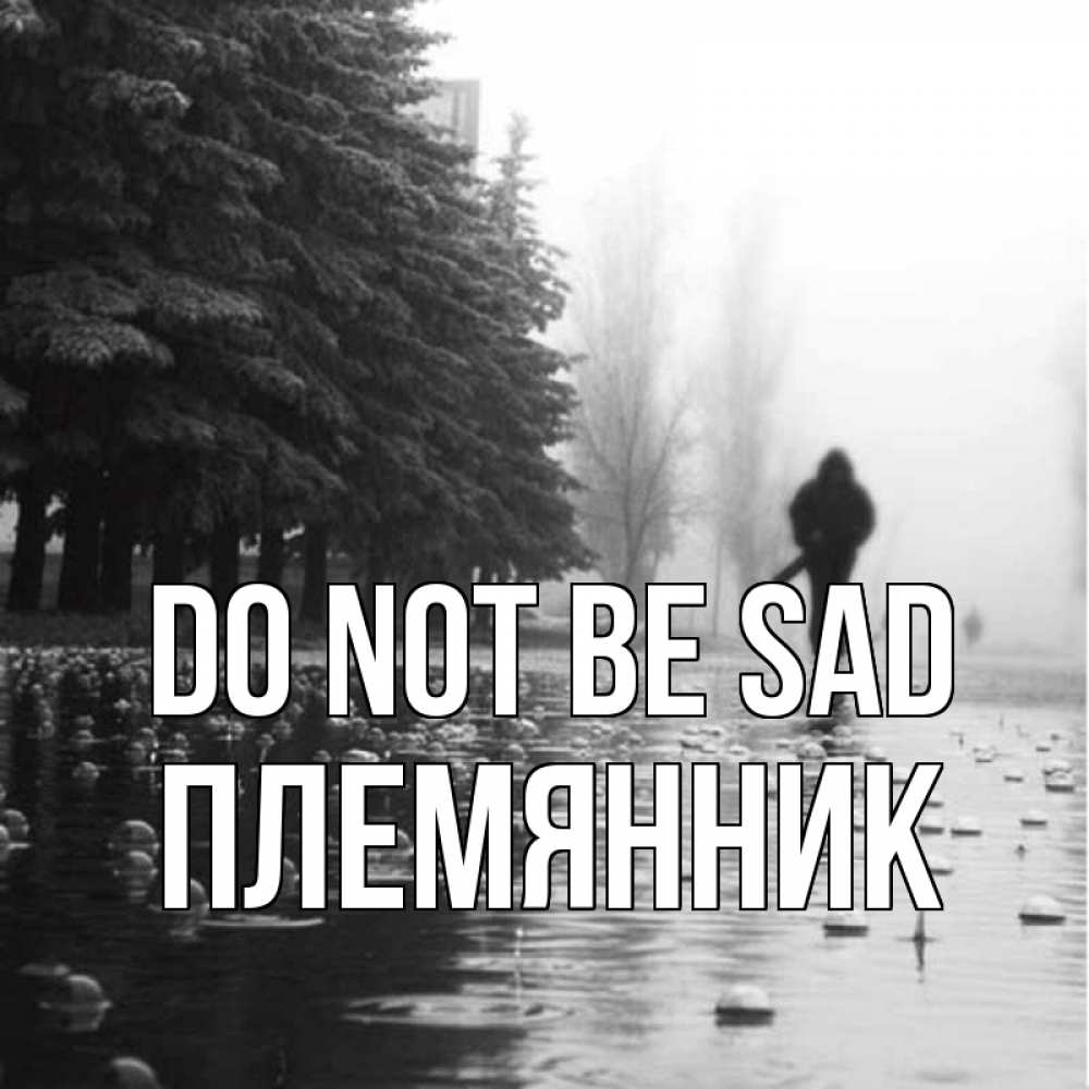 Greetings card с именем, Племянник Do not be sad улица под дождем Greetings with text for free download 