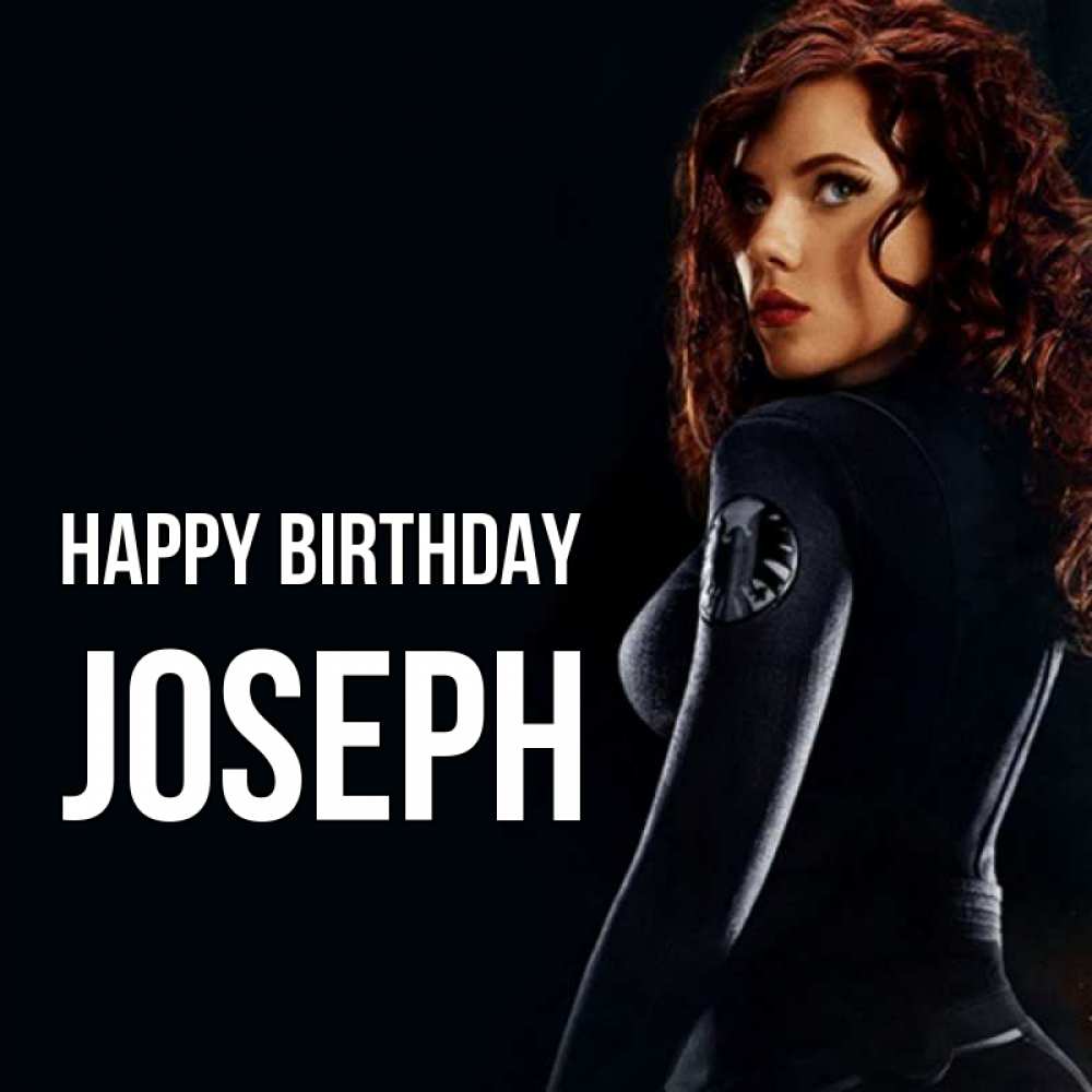 Greetings card с именем, Joseph Happy Birthday Марвел черная вдова Greetings with text for free download 