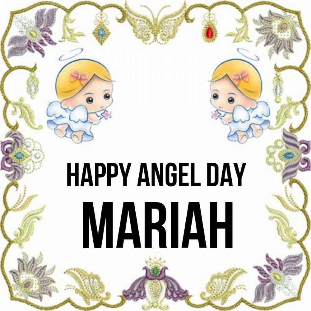 Greetings card с именем, Mariah happy angel day маленькие ангелы с крылышками Greetings with text for free download 