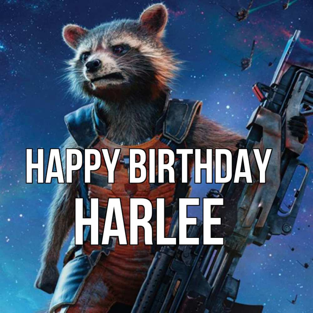 Greetings card с именем, Harlee Happy Birthday реактивный Рокета Greetings with text for free download 