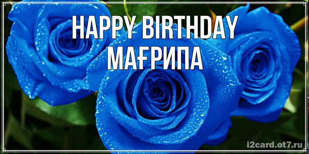 Greetings card с именем, МАҒРИПА Happy Birthday розы с синим цветом Greetings with text for free download 