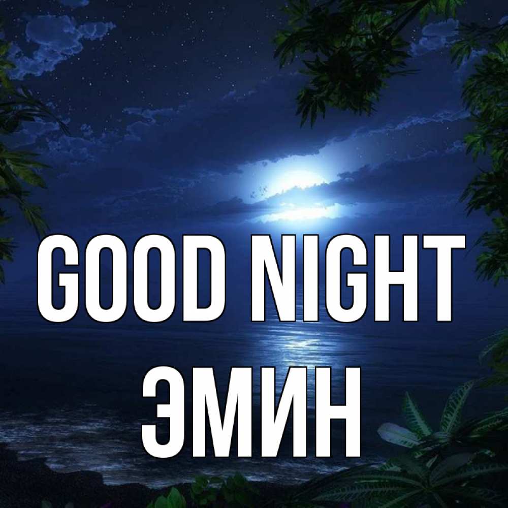 Greetings card с именем, Эмин Good night тропический остров Greetings with text for free download 