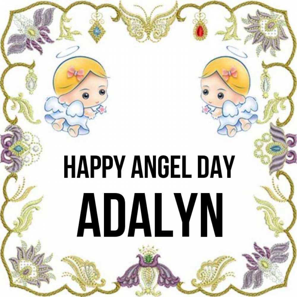 Greetings card с именем, Adalyn happy angel day маленькие ангелы с крылышками Greetings with text for free download 