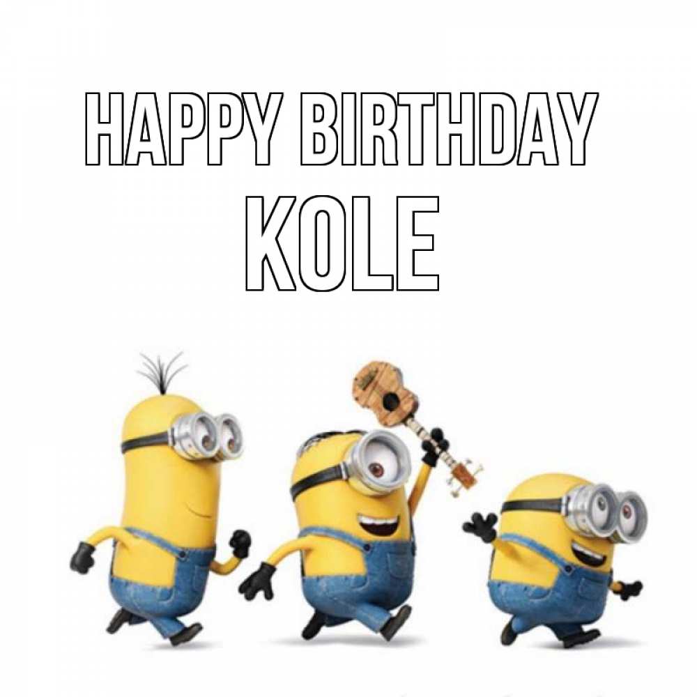 Greetings card с именем, Kole Happy Birthday с гитарой Greetings with text for free download 