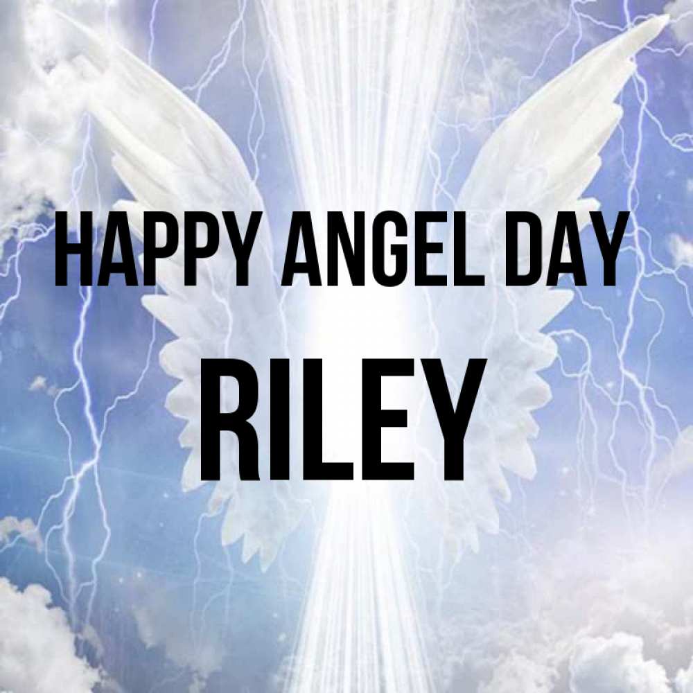 Greetings card с именем, Riley happy angel day молнии на небе и свет Greetings with text for free download 