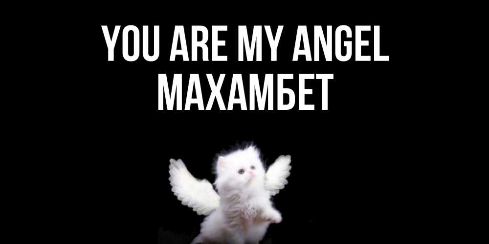 Greetings card с именем, МАХАМБЕТ You are my angel Кот ангел Greetings with text for free download 