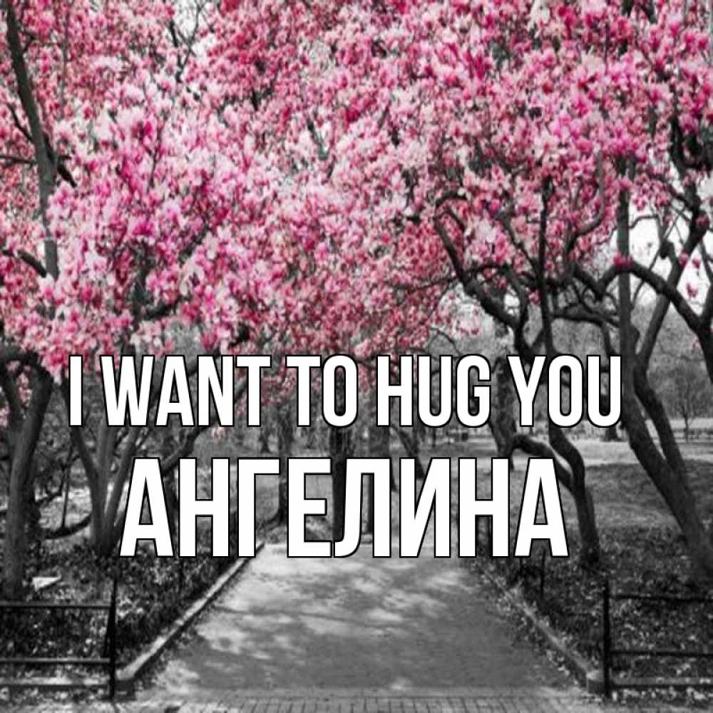 Greetings card с именем, Ангелина I want to hug you обработанное фото Greetings with text for free download 