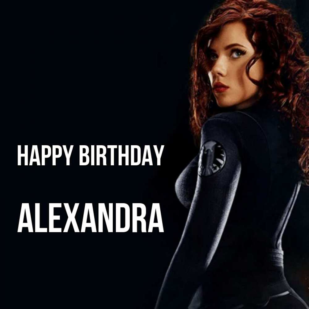 Greetings card с именем, Alexandra Happy Birthday Марвел черная вдова Greetings with text for free download 