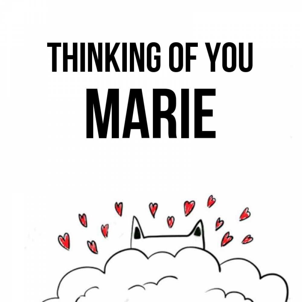 Greetings card с именем, Marie Thinking of you кот за облаком Greetings with text for free download 
