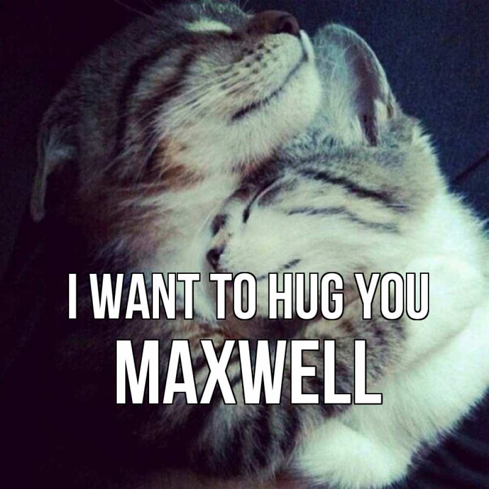 Greetings card с именем, Maxwell I want to hug you полосатики Greetings with text for free download 