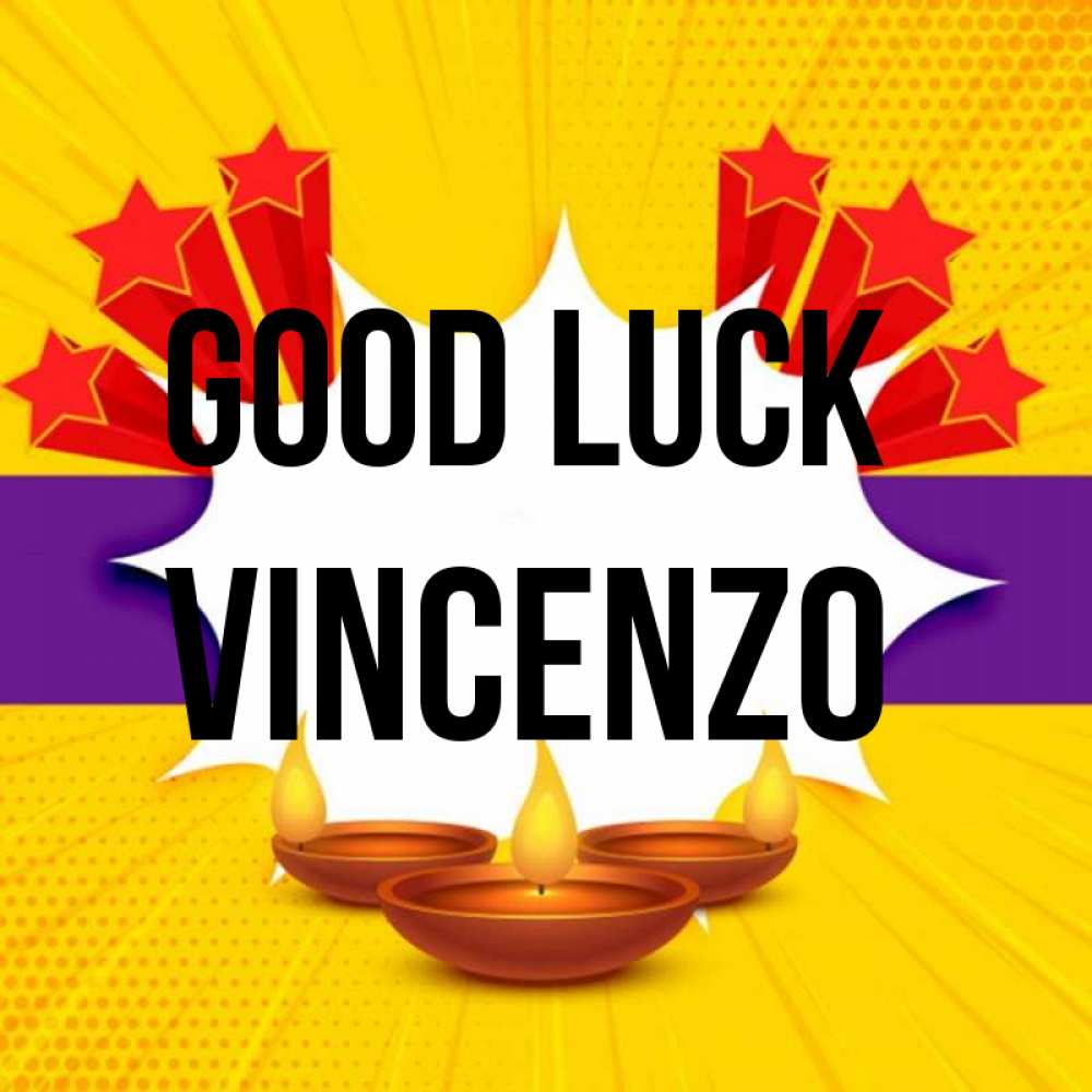 Greetings card с именем, Vincenzo Good luck векторное изображение Greetings with text for free download 