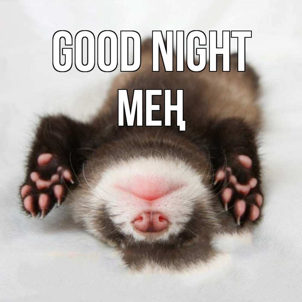 Greetings card с именем, МЕҢ Good night зверек Greetings with text for free download 