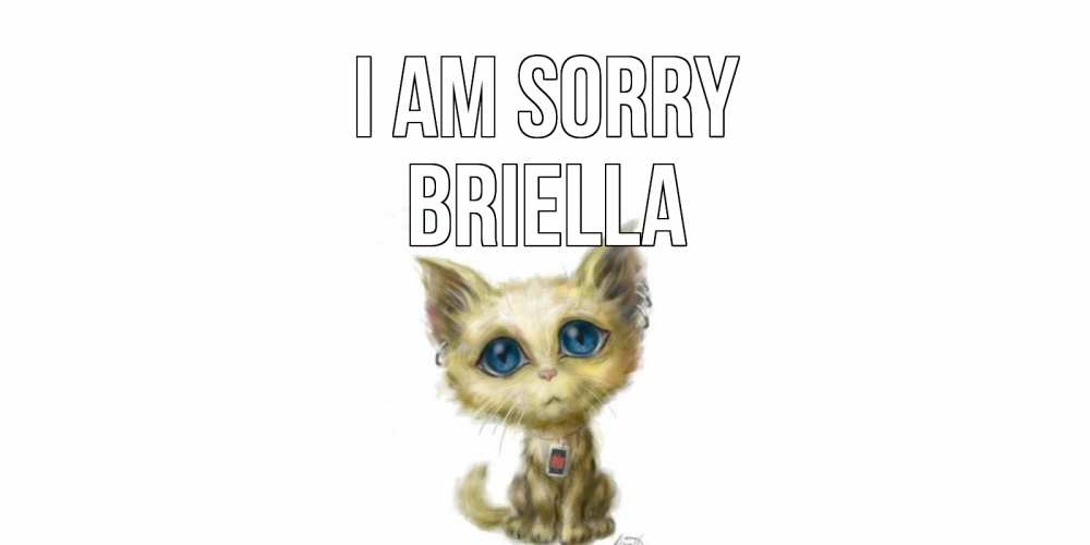 Greetings card с именем, Briella I am sorry прости меня открытка с котиком Greetings with text for free download 