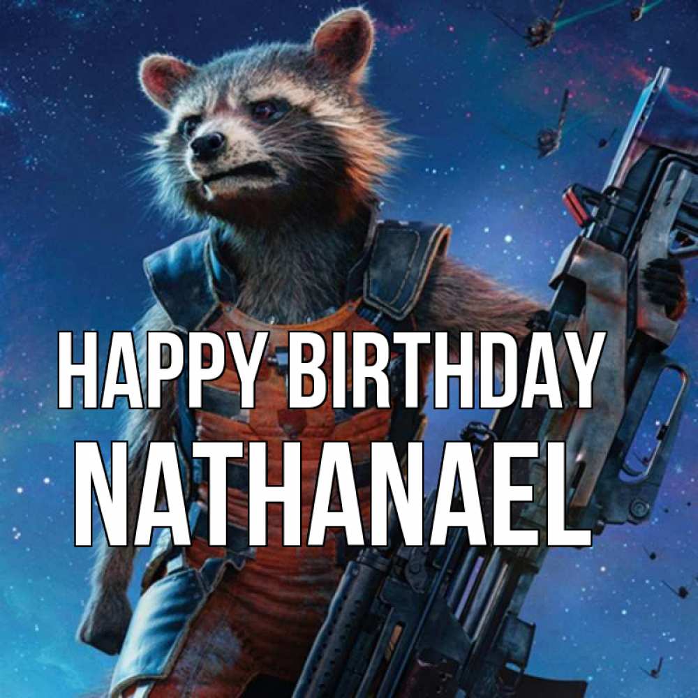 Greetings card с именем, Nathanael Happy Birthday реактивный Рокета Greetings with text for free download 