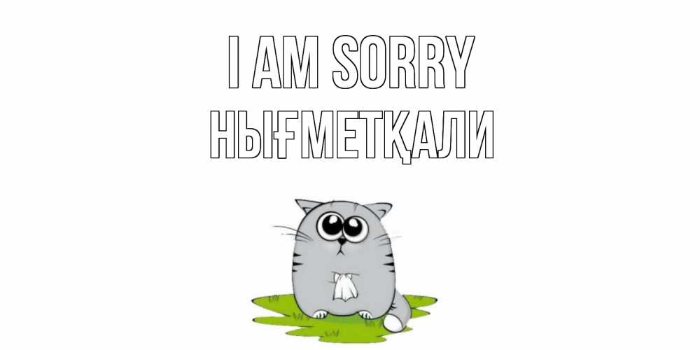Greetings card с именем, НЫҒМЕТҚАЛИ I am sorry открытка с котиком просящим прощения Greetings with text for free download 