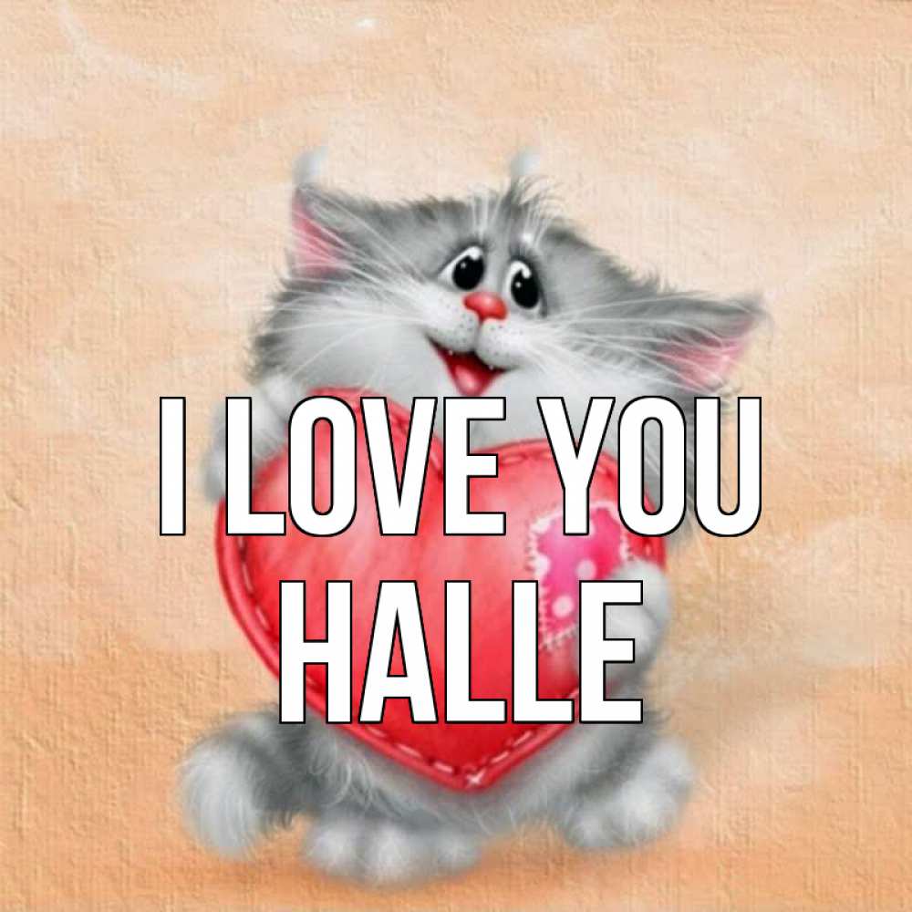 Greetings card с именем, Halle I love you сердце с заплаткой Greetings with text for free download 