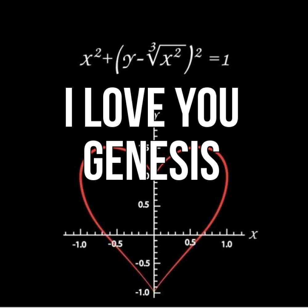Greetings card с именем, Genesis I love you сердечная формула Greetings with text for free download 