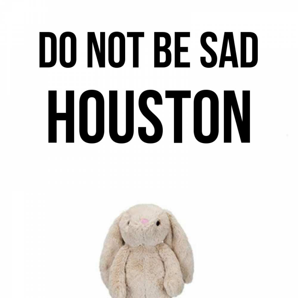 Greetings card с именем, Houston Do not be sad детская игрушка зайчика Greetings with text for free download 