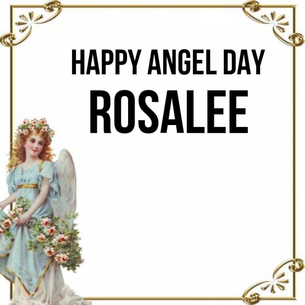 Greetings card с именем, Rosalee happy angel day с именинами от девушки ангела Greetings with text for free download 
