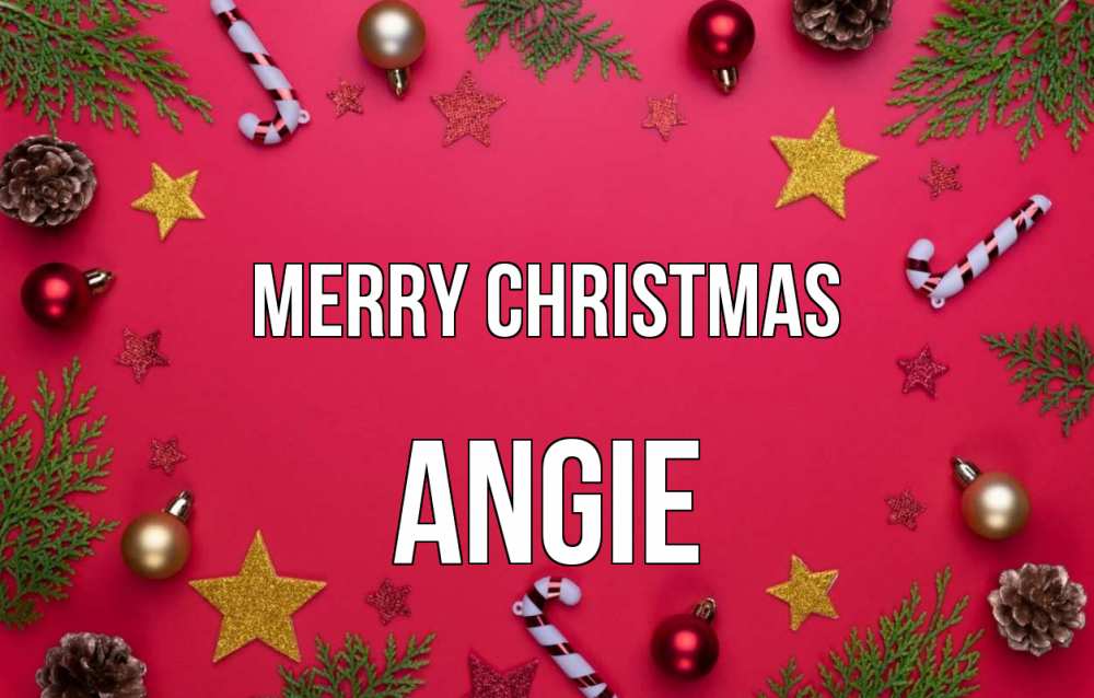 Greetings card с именем, Angie Merry Christmas с рождеством Greetings with text for free download 
