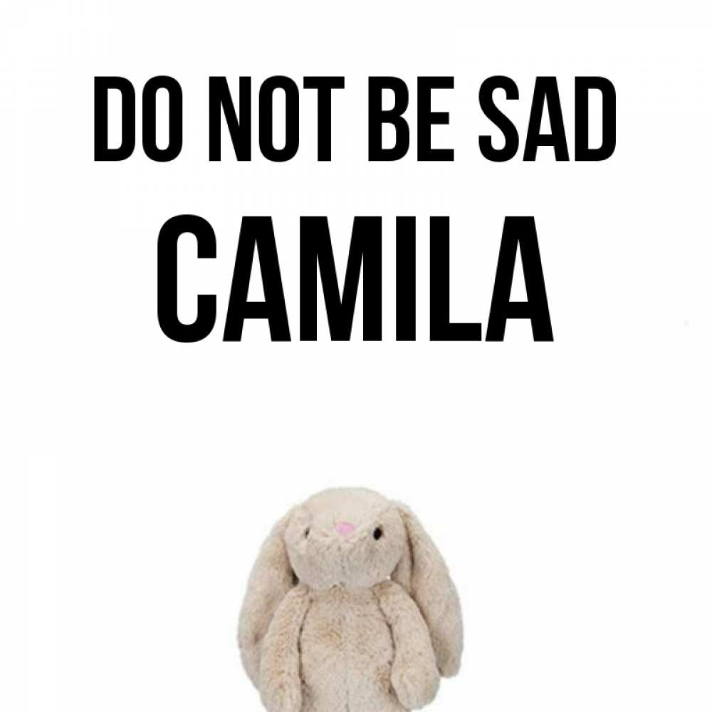 Greetings card с именем, Camila Do not be sad детская игрушка зайчика Greetings with text for free download 