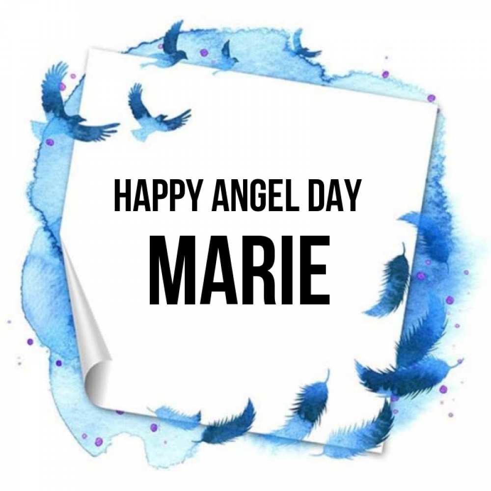 Greetings card с именем, Marie happy angel day красивые птицы летят Greetings with text for free download 