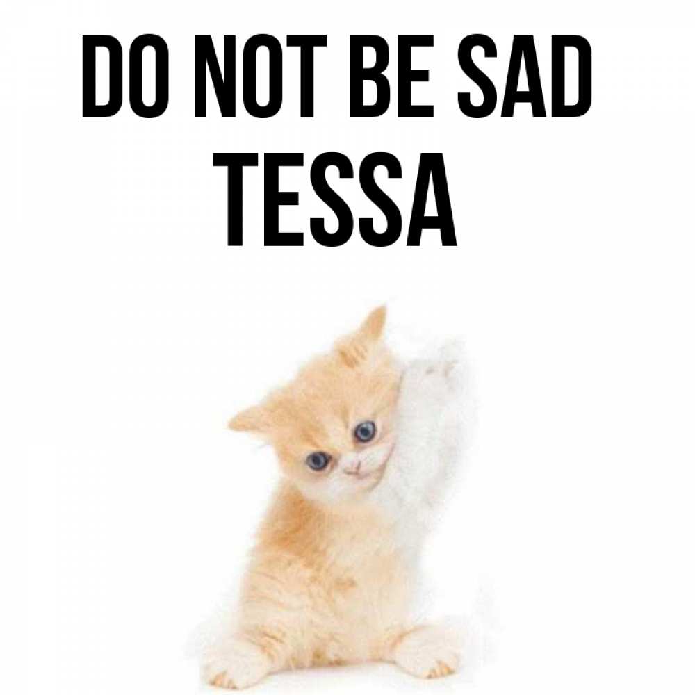 Greetings card с именем, Tessa Do not be sad просящий кот Greetings with text for free download 