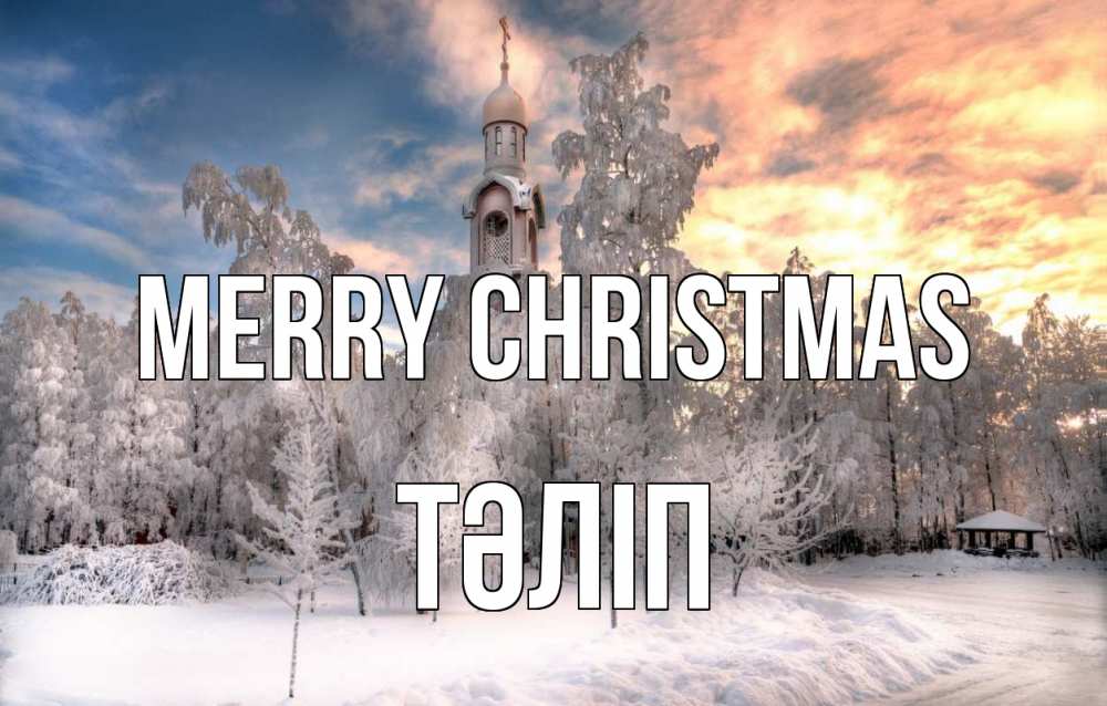 Greetings card с именем, ТӘЛІП Merry Christmas лес, зима 2 Greetings with text for free download 