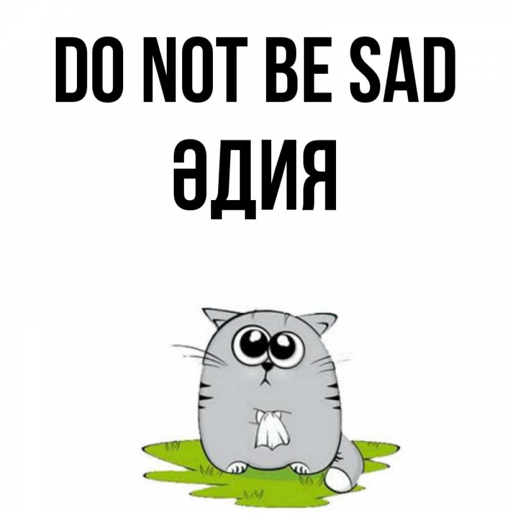 Greetings card с именем, ӘДИЯ Do not be sad грустный котяра Greetings with text for free download 