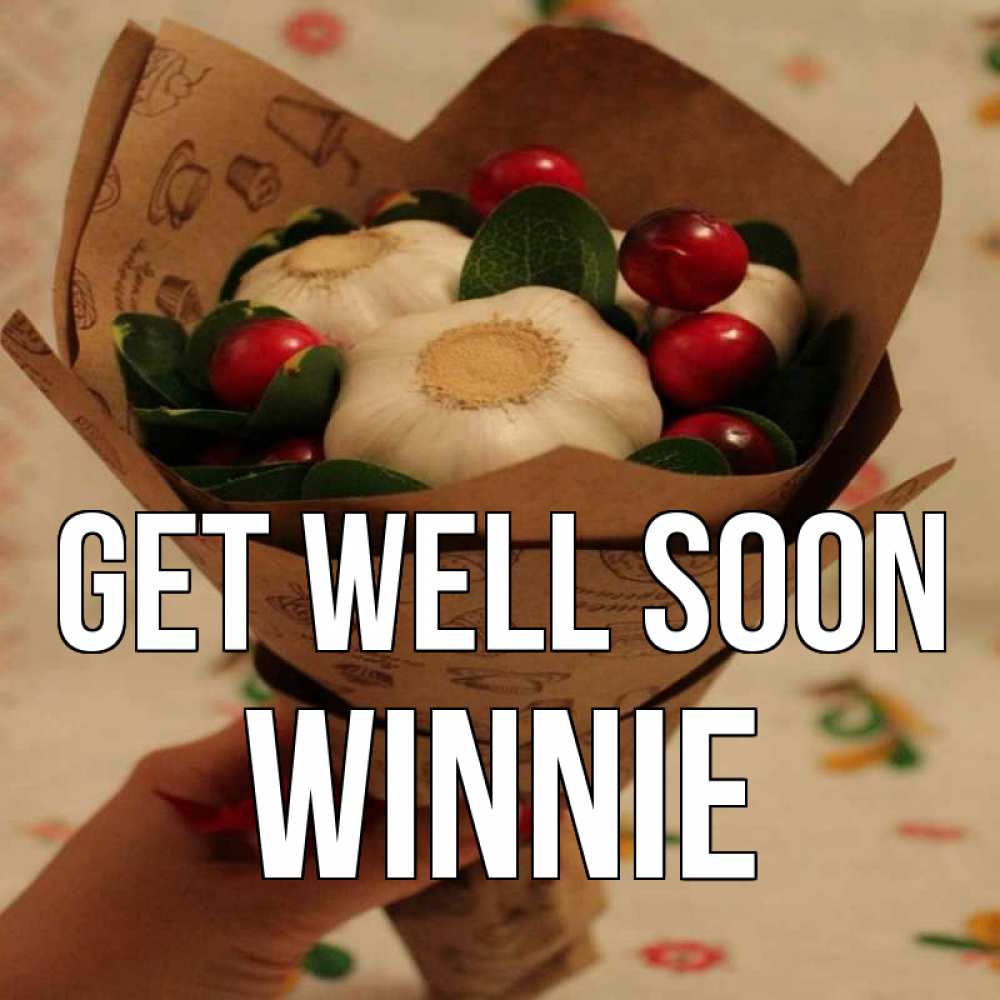 Greetings card с именем, Winnie Get well soon букет из фитонцидов и витамина c Greetings with text for free download 