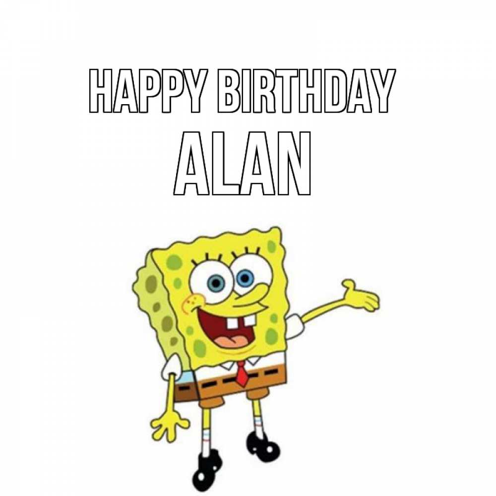 Greetings card с именем, Alan Happy Birthday веселые Greetings with text for free download 