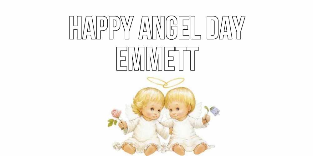 Greetings card с именем, Emmett happy angel day Два ребенка ангела Greetings with text for free download 