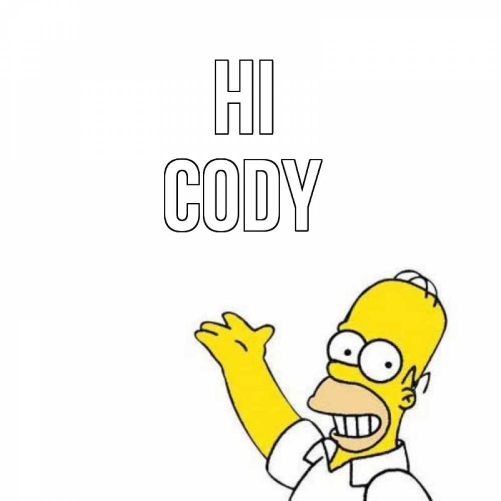 Greetings card с именем, Cody Hi Симпсоны Greetings with text for free download 