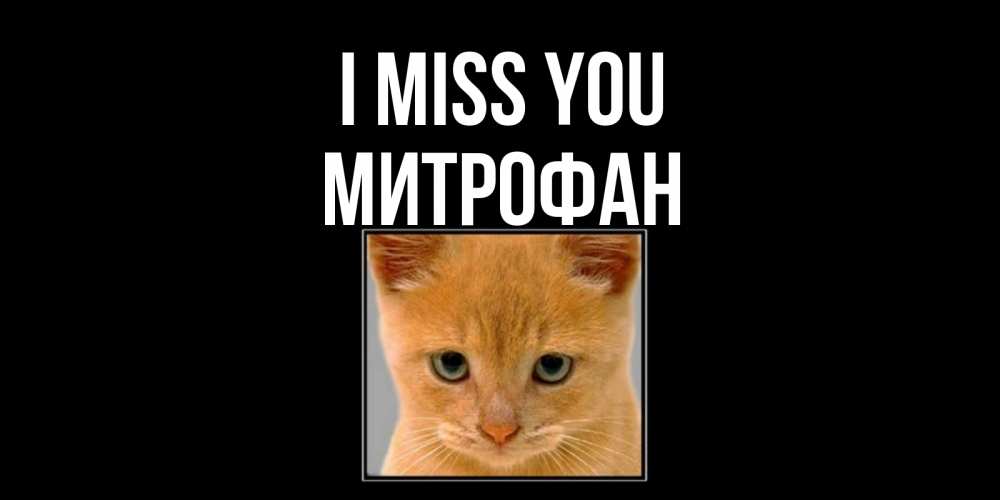 Greetings card с именем, Митрофан I miss you открытки рыжий котенок скучает по тебе Greetings with text for free download 