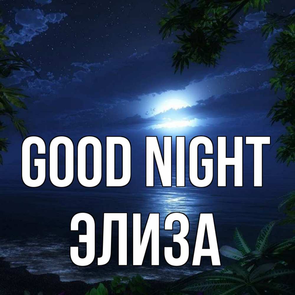 Greetings card с именем, Элиза Good night тропический остров Greetings with text for free download 
