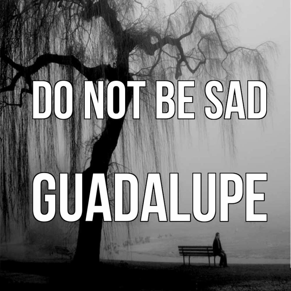 Greetings card с именем, Guadalupe Do not be sad висящие ветки дерева и лавочка под деревом Greetings with text for free download 