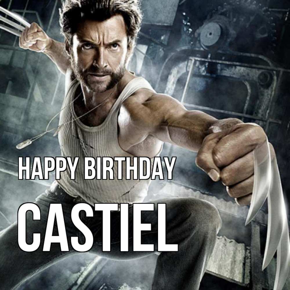 Greetings card с именем, Castiel Happy Birthday супергерой в ярости Greetings with text for free download 