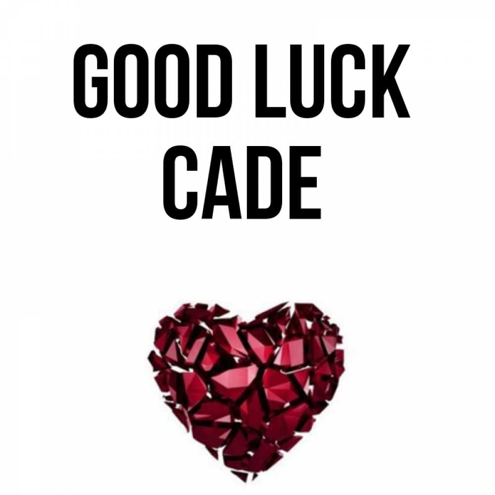 Greetings card с именем, Cade Good luck бордовое из кристаллов  1 Greetings with text for free download 