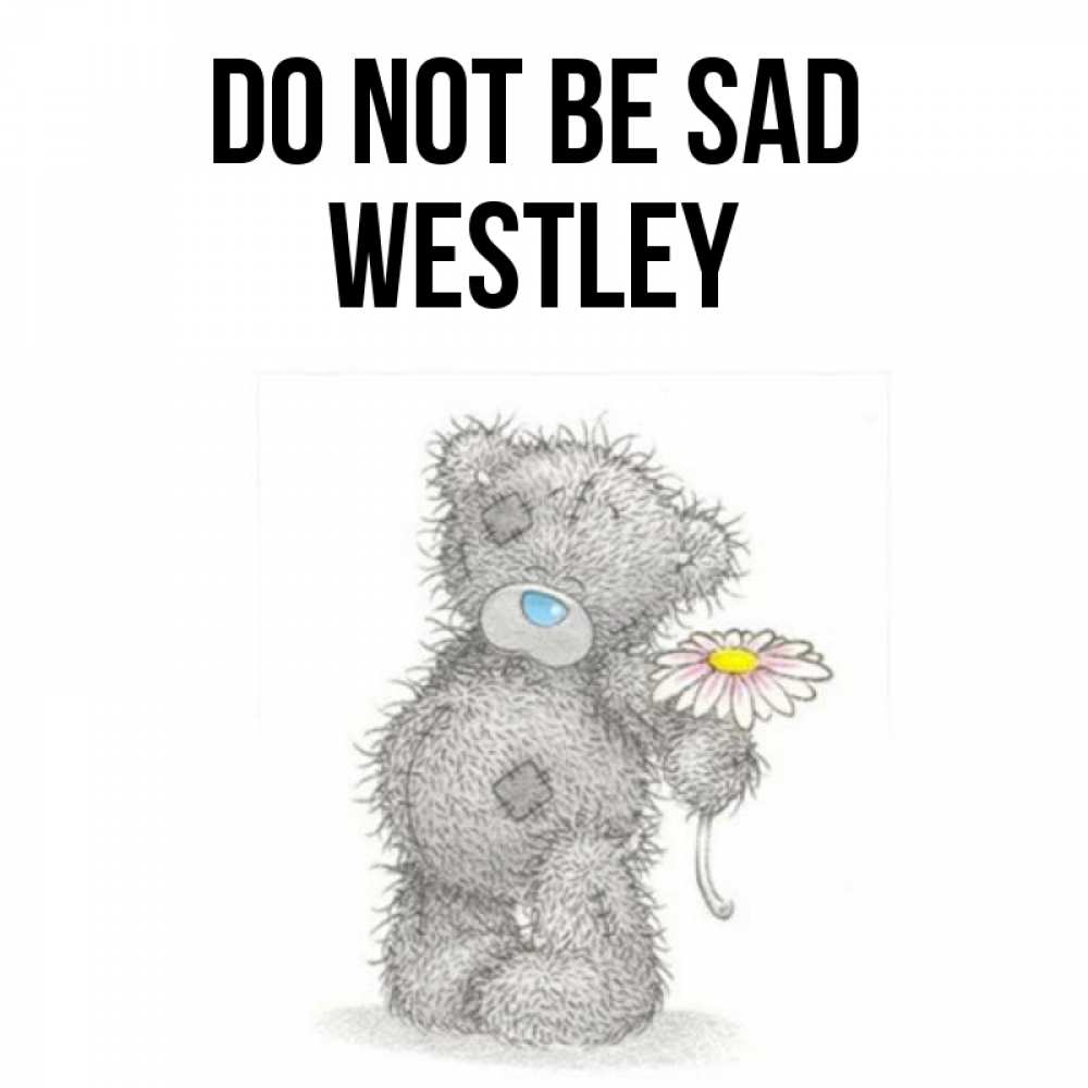 Greetings card с именем, Westley Do not be sad Плюшевый медвежонок с заплатками Greetings with text for free download 