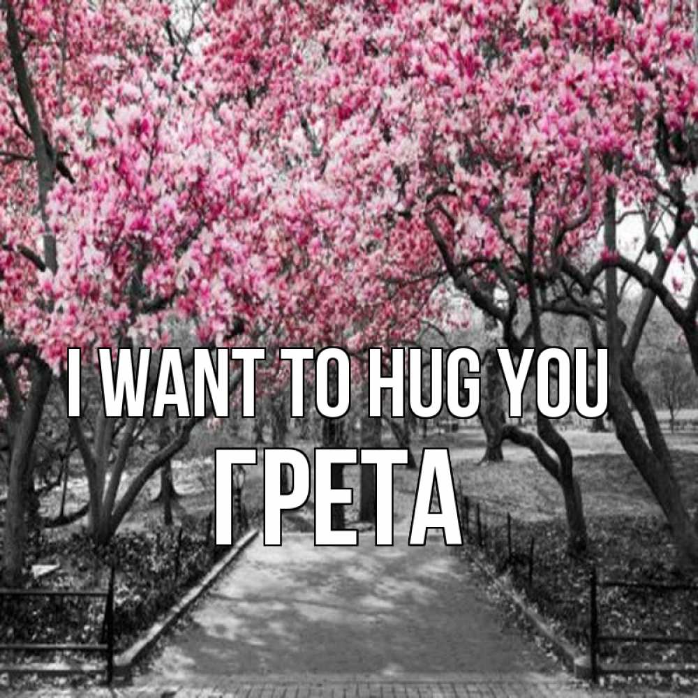 Greetings card с именем, Грета I want to hug you обработанное фото Greetings with text for free download 