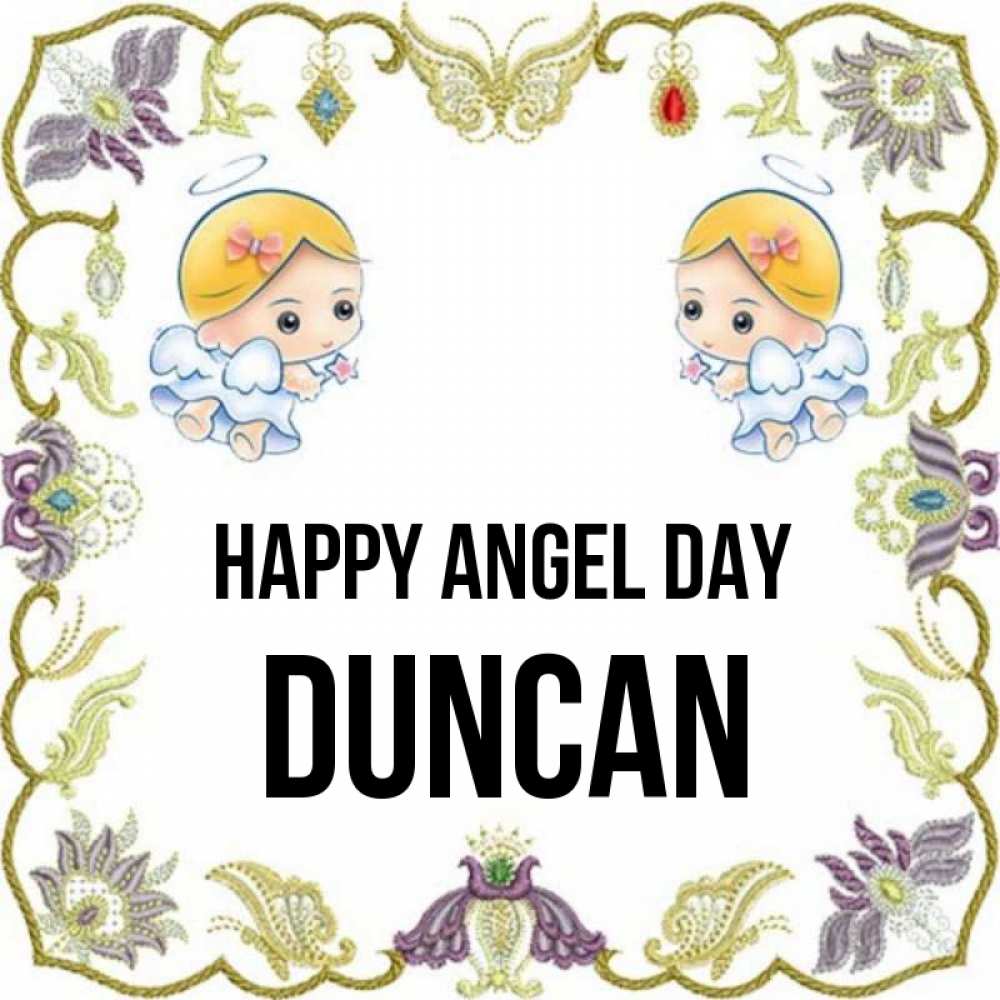 Greetings card с именем, Duncan happy angel day маленькие ангелы с крылышками Greetings with text for free download 