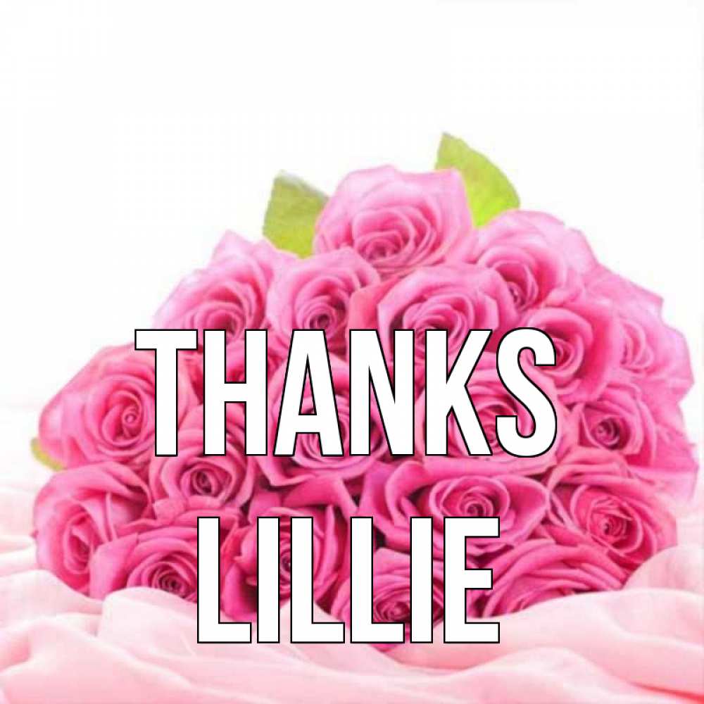 Greetings card с именем, Lillie Thanks розовые розы с подписью Greetings with text for free download 